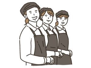 カフェ（飲食店）で働く複数の女性店員